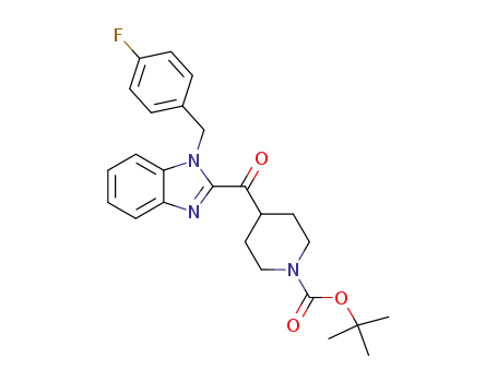 Molecular Structure of 124443-69-2 (1-Piperidinecarboxylic acid,
4-[[1-[(4-fluorophenyl)methyl]-1H-benzimidazol-2-yl]carbonyl]-,
1,1-dimethylethyl ester)