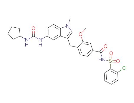 2-Chloro-N-{4-[5-(3-cyclopentyl-ureido)-1-methyl-1H-indol-3-ylmethyl]-3-methoxy-benzoyl}-benzenesulfonamide