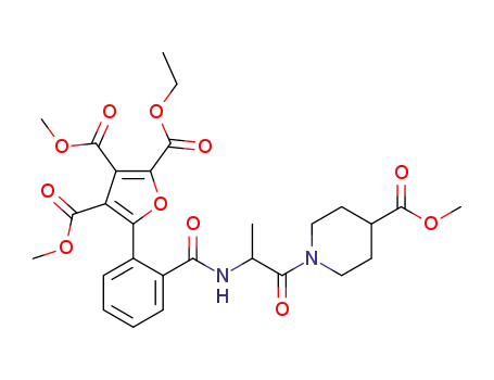 2-ethyl 3,4-dimethyl 5-[2-({1-[4-(methoxycarbonyl)piperidin-1-yl]-1-oxopropan-2-yl}carbamoyl)phenyl]furan-2,3,4-tricarboxylate