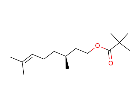 Molecular Structure of 93041-00-0 (Propanoic acid, 2,2-dimethyl-, 3,7-dimethyl-6-octenyl ester, (S)-)