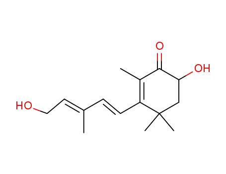 Molecular Structure of 94669-81-5 (2-Cyclohexen-1-one,
6-hydroxy-3-[(1E,3E)-5-hydroxy-3-methyl-1,3-pentadienyl]-2,4,4-trimeth
yl-)