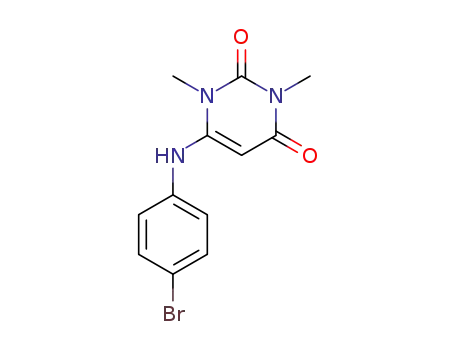 Molecular Structure of 64663-99-6 (2,4(1H,3H)-Pyrimidinedione, 6-[(4-bromophenyl)amino]-1,3-dimethyl-)