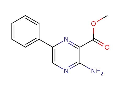 Molecular Structure of 1503-42-0 (Pyrazinecarboxylic acid, 3-amino-6-phenyl-, methyl ester)