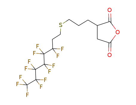Molecular Structure of 577732-47-9 (2,5-Furandione,
dihydro-3-[3-[(3,3,4,4,5,5,6,6,7,7,8,8,8-tridecafluorooctyl)thio]propyl]-)