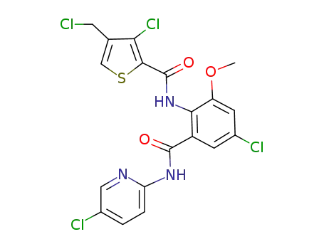 3-chloro-N-[4-chloro-2-[[(5-chloro-2-pyridinyl)amino]carbonyl]-6-methoxyphenyl]-4-chloromethyl-2-thiophenecarboxamide