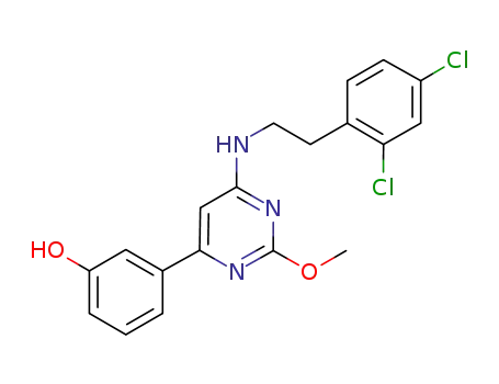 Molecular Structure of 885066-89-7 (Phenol,
3-[6-[[2-(2,4-dichlorophenyl)ethyl]amino]-2-methoxy-4-pyrimidinyl]-)