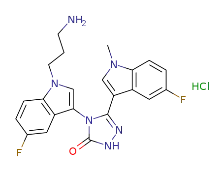 4-[1-(3-Aminopropyl)-5-fluoro-indol-3-yl]-5-(5-fluoro-1-methyl-indol-3-yl)-2,4-dihydro-[1,2,4]triazol-3-one hydrochloride