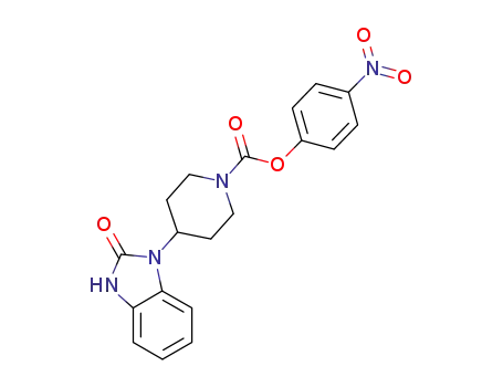 Molecular Structure of 633312-78-4 (1-Piperidinecarboxylic acid,
4-(2,3-dihydro-2-oxo-1H-benzimidazol-1-yl)-, 4-nitrophenyl ester)
