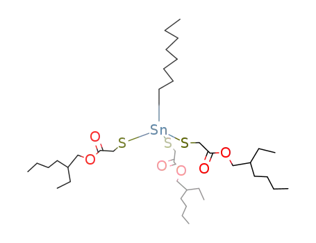 Molecular Structure of 27107-89-7 (2-ethylhexyl 10-ethyl-4-[[2-[(2-ethylhexyl)oxy]-2-oxoethyl]thio]-4-octyl-7-oxo-8-oxa-3,5-dithia-4-stannatetradecanoate)