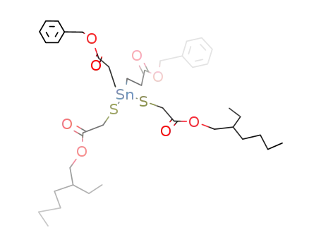 Molecular Structure of 88261-95-4 (8-Oxa-3,5-dithia-4-stannatetradecanoic acid,
10-ethyl-7-oxo-4,4-bis[3-oxo-3-(phenylmethoxy)propyl]-, 2-ethylhexyl
ester)