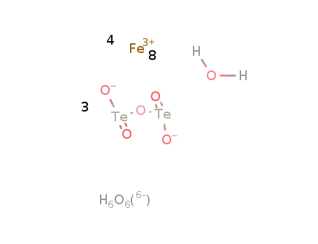 4Fe(3+)*3Te2O5(2-)*6OH(1-)*8H2O=Fe2(Te2O5)3*2Fe(OH)3*8H2O