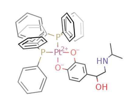 Molecular Structure of 87405-03-6 (4-[1-hydroxy-2-(propan-2-ylamino)ethyl]benzene-1,2-diol; platinum; triphenylphosphanium)