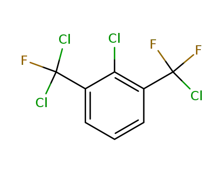 Molecular Structure of 63580-87-0 (Benzene, 2-chloro-1-(chlorodifluoromethyl)-3-(dichlorofluoromethyl)-)