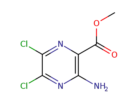 Molecular Structure of 1458-18-0 (METHYL 3-AMINO-5,6-DICHLORO-2-PYRAZINECARBOXYLATE)