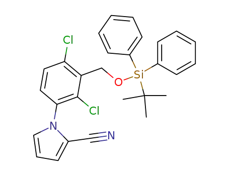 Molecular Structure of 189268-26-6 (1H-Pyrrole-2-carbonitrile,
1-[2,4-dichloro-3-[[[(1,1-dimethylethyl)diphenylsilyl]oxy]methyl]phenyl]-)