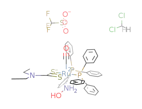 [Ru(CO)(NH2OH)((C6H5)3P)2((C2H5)2NCS2)](1+)*(OSO2CF3)(1-)*CH2Cl2=[Ru(CO)(NH2OH)((C6H5)3P)2((C2H5)2NCS2)](OSO2CF3)*CH2Cl2