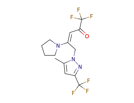 (E)-1,1,1-trifluoro-5-(5-methyl-3-(trifluoromethyl)-1H-pyrazol-1-yl)-4-(pyrrolidin-1-yl)pent-3-en-2-one