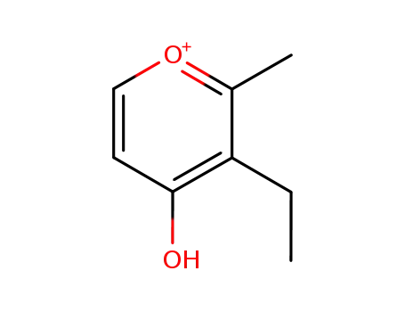 Molecular Structure of 62968-77-8 (Pyrylium, 3-ethyl-4-hydroxy-2-methyl-)