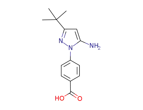 Molecular Structure of 869663-56-9 (4-(5-AMINO-3-TERT-BUTYL-PYRAZOL-1-YL)-BENZOIC ACID)