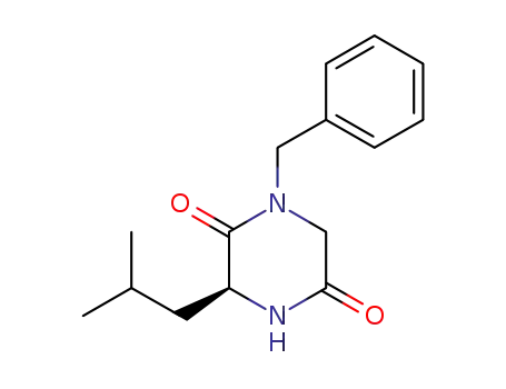 Molecular Structure of 502482-25-9 (2,5-Piperazinedione, 3-(2-methylpropyl)-1-(phenylmethyl)-, (3S)-)