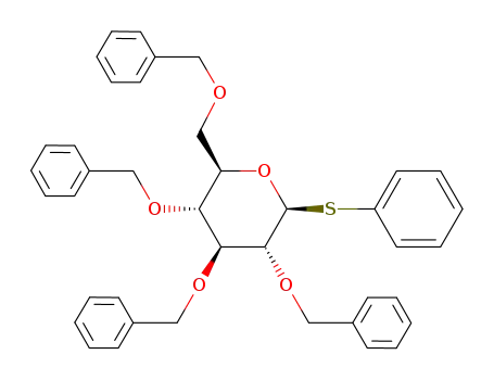 Molecular Structure of 38184-10-0 (.beta.-D-Glucopyranoside, phenyl 2,3,4,6-tetrakis-O-(phenylmethyl)-1-thio-)
