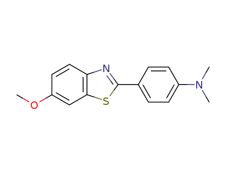 Molecular Structure of 10205-71-7 (Benzenamine, 4-(6-methoxy-2-benzothiazolyl)-N,N-dimethyl-)