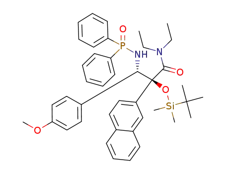 N,N-diethyl-2-(2-naphthyl)-2-((tert-butyldimethylsilyl)oxyl)-3-(4-methoxyphenyl)-3-((N’-diphenylphosphinyl)amido)propionamide