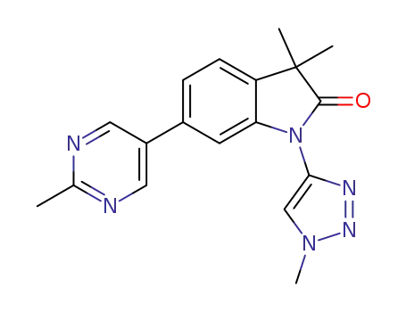 3,3-dimethyl-1-(1-methyl-1H-1,2,3-triazol-4-yl)-6-(2-methylpyrimidin-5-yl)indolin-2-one