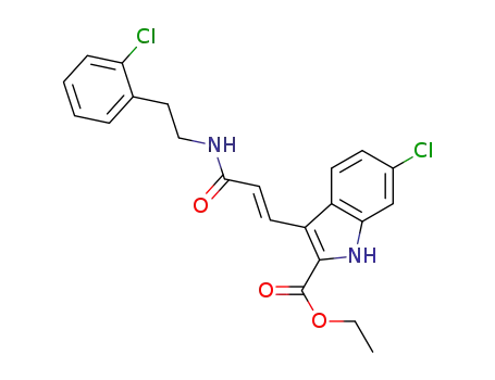 ethyl (E)-6-chloro-3-(3-((2-chlorophenethyl)amino)-3-oxoprop-1-en-1-yl)-1H-indole-2-carboxylate
