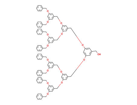 Molecular Structure of 137472-16-3 (Benzenemethanol,
3,5-bis[[3,5-bis[[3,5-bis(phenylmethoxy)phenyl]methoxy]phenyl]methoxy]
-)