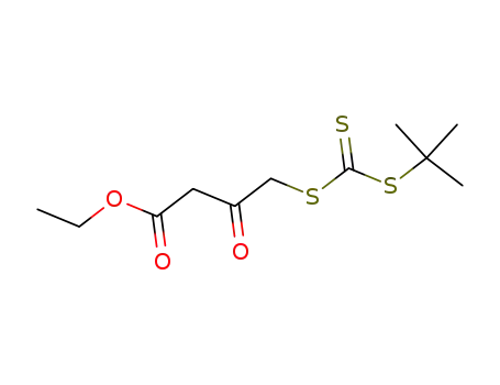 Molecular Structure of 90403-75-1 (Butanoic acid, 4-[[[(1,1-dimethylethyl)thio]thioxomethyl]thio]-3-oxo-, ethyl
ester)