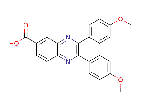 Molecular Structure of 40622-01-3 (6-Quinoxalinecarboxylic acid, 2,3-bis(4-methoxyphenyl)-)