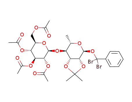 Acetic acid (2S,3R,4S,5R,6R)-4,5-diacetoxy-6-acetoxymethyl-2-[(3aR,4S,6S,7S,7aR)-4-(dibromo-phenyl-methoxy)-2,2,6-trimethyl-tetrahydro-[1,3]dioxolo[4,5-c]pyran-7-yloxy]-tetrahydro-pyran-3-yl ester