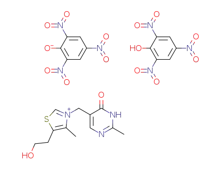 5-(2-hydroxy-ethyl)-4-methyl-3-(2-methyl-6-oxo-1,6-dihydro-pyrimidin-5-ylmethyl)-thiazolium; dipicrate