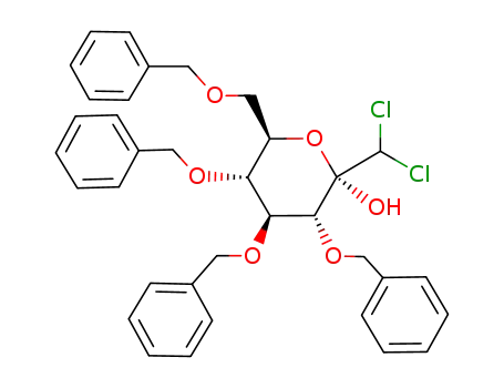 Molecular Structure of 140658-50-0 (2,3,4,6-Tetra-O-benzyl-1-C-dichloromethyl-D-glucopyranose)