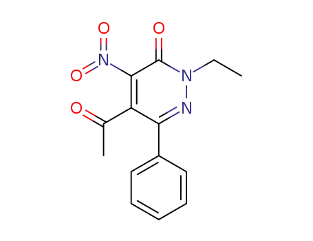 Molecular Structure of 189306-94-3 (3(2H)-Pyridazinone, 5-acetyl-2-ethyl-4-nitro-6-phenyl-)