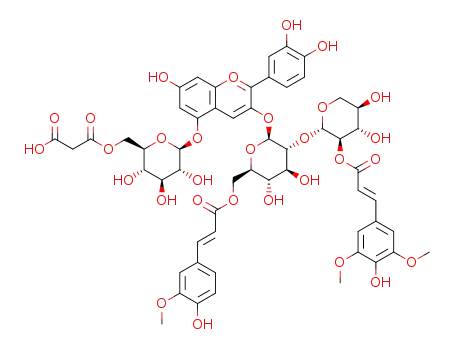 cyanidin 3-O-[2-O-(2-O-(trans-sinapoyl)-β-xylopyranosyl)-6-O-(trans-feruloyl)-β-glucopyranoside]-5-O-[6-O-(malonyl)-β-glucopyranoside]