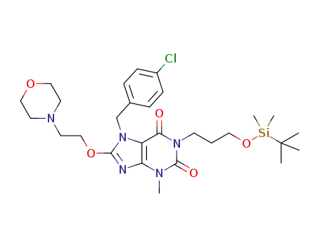 1-(3-((tert-butyldimethylsilyl)oxy)propyl)-7-(4-chlorobenzyl)-3-methyl-8-(2-morpholinoethoxy)-1H-purine-2,6(3H,7H)-dione