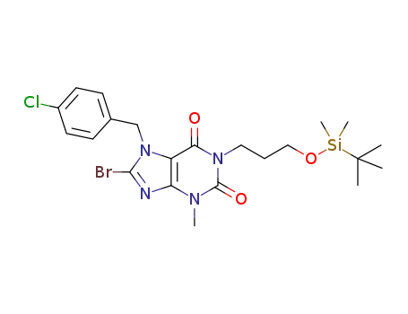 8-bromo-1-(3-((tert-butyldimethylsilyl)oxy)propyl)-7-(4-chlorobenzyl)-3-methyl-1H-purine-2,6(3H,7H)-dione