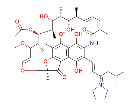 3-[5-methyl-3-(pyrrolidine-1-ylidenium)hex-1-ene-1-yl]rifamycin SV-8-olate