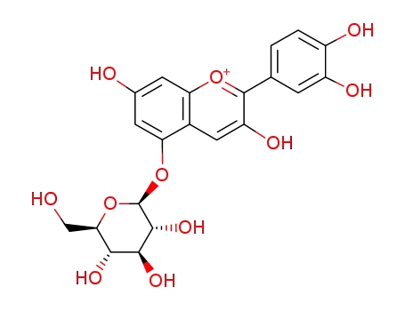 2-(3,4-Dihydroxy-phenyl)-3,7-dihydroxy-5-((2S,3R,4S,5S,6R)-3,4,5-trihydroxy-6-hydroxymethyl-tetrahydro-pyran-2-yloxy)-chromenylium