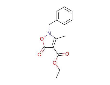 Molecular Structure of 113768-51-7 (4-Isoxazolecarboxylic acid,
2,5-dihydro-3-methyl-5-oxo-2-(phenylmethyl)-, ethyl ester)