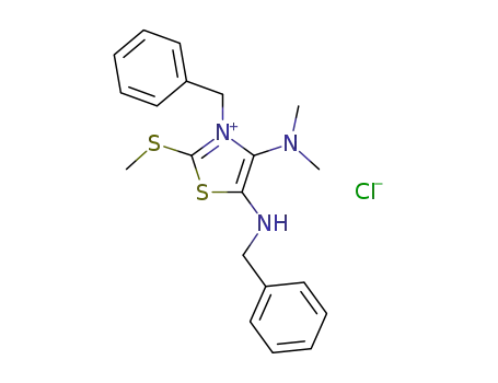3-Benzyl-5-(benzylamino)-4-(dimethylamino)-2-(methylthio)thiazolium chloride