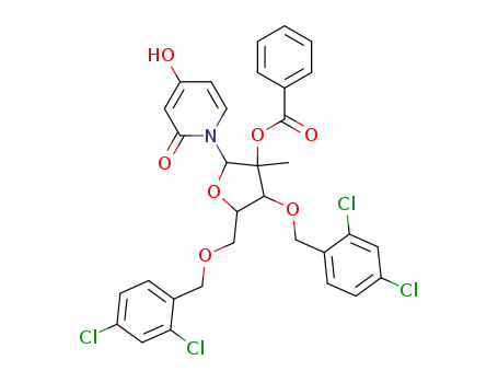 benzoic acid 4-(2,4-dichloro-benzyloxy)-5-(2,4-dichloro-benzyloxymethyl)-2-(4-hydroxy-2-oxo-2H-pyridin-1-yl)-3-methyl-tetrahydro-furan-3-yl ester