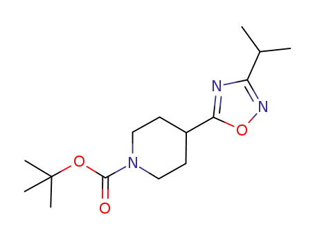 Molecular Structure of 913264-42-3 (tert-butyl 4-(3-isopropyl-1,2,4-oxadiazol-5-yl)piperidine-1-carboxylate)
