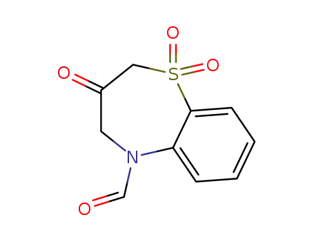 Molecular Structure of 140217-86-3 (1,5-Benzothiazepine-5(2H)-carboxaldehyde, 3,4-dihydro-3-oxo-,
1,1-dioxide)