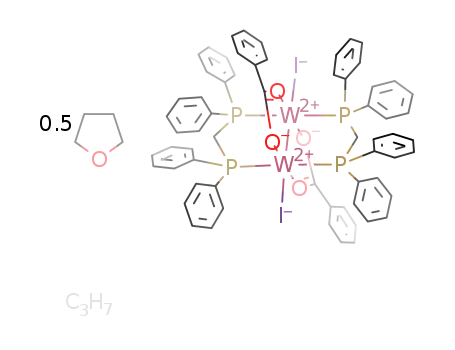 W2(μ-O2CC6H5)2I2(μ-dppm)2 * 1/2 THF * 1/2 hexanes