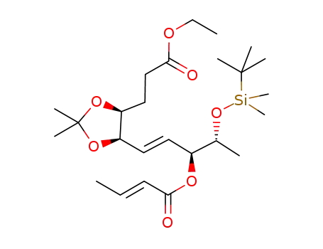 (3S,4R,E)-4-((tert-butyldimethylsilyl)oxy)-1-((4R,5R)-5-(3-ethoxy-3-oxopropyl)- 2,2-dimethyl-1,3-dioxolan-4-yl)pent-1-en-3-yl (E)-but-2-enoate