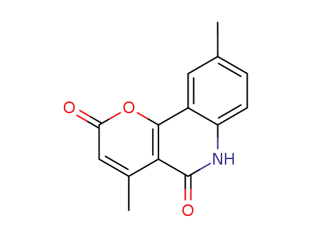 Molecular Structure of 79359-45-8 (2H-Pyrano[3,2-c]quinoline-2,5(6H)-dione, 4,9-dimethyl-)