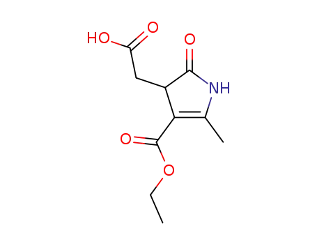 Molecular Structure of 54585-20-5 (1H-Pyrrole-3-acetic acid,
4-(ethoxycarbonyl)-2,3-dihydro-5-methyl-2-oxo-)